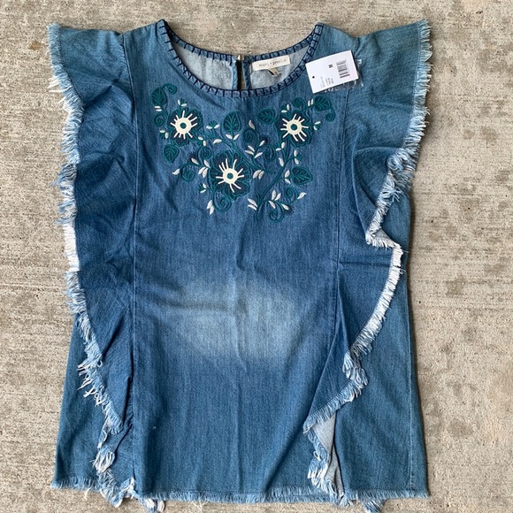 Angel + Premium Embroidered Jean Shirt - Picture 1 of 9